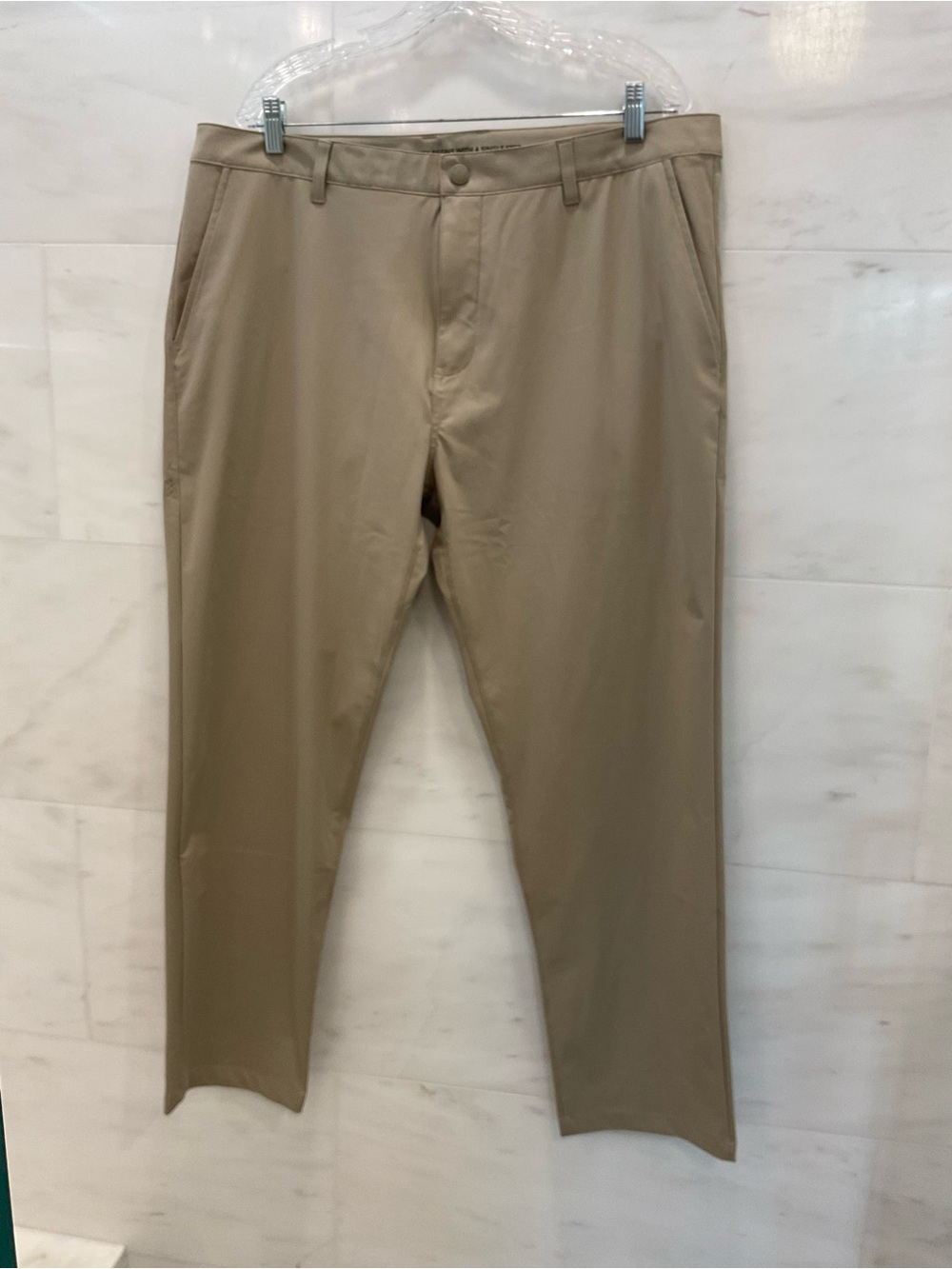 Gently Used - RHONE Khaki Tan CLASSIC Commuter Flex Knit Pants size 38 x 29 T45